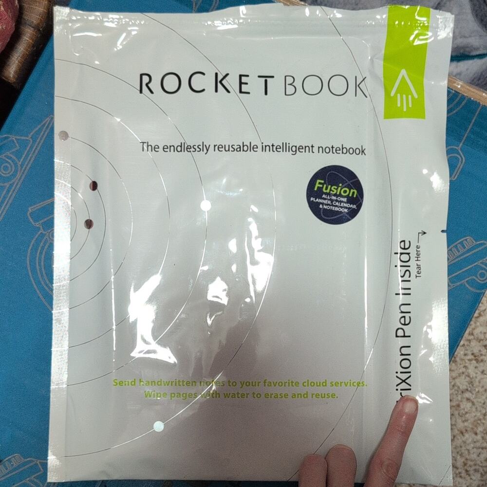 Rocketbook Fusion Executive Reusable Smart Notebook, White Geometric School